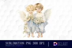 Watercolor Vintage Cupid Clipart, Illustration PNG Product Image 1