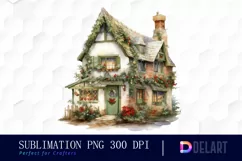 Watercolor Cozy Christmas House Clipart, Sublimation Art Product Image 1