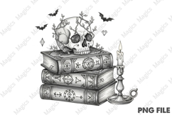 Spooky Spell Books Skull Halloween PNG Product Image 1