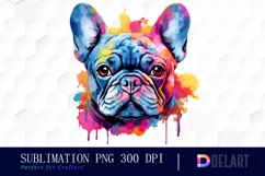 Watercolor Alcohol Ink French Bulldog Clipart Product Image 1