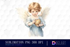 Watercolor Vintage Cupid Clipart, Illustration PNG Product Image 1