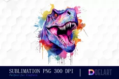 Watercolor Trex Children PNG Clipart Product Image 1
