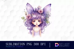 Watercolor Pastel Purple Child Fairy Clipart Product Image 1