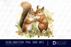 Watercolor Animal Couple Clipart, PNG Product Image 1