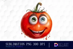 Watercolor Tomato Cartoon Face PNG Clipart Product Image 1