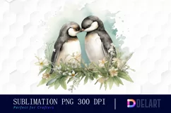 Watercolor Animal Couple Clipart, PNG Product Image 1