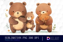 Watercolor Family Bear Sublimation Art Product Image 2