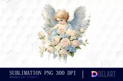 Watercolor Vintage Cupid Clipart, Illustration PNG Product Image 1