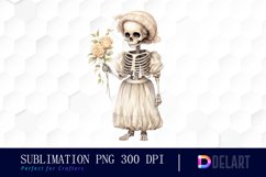 Watercolor Pastel Skeleton Sublimation Clipart Product Image 1