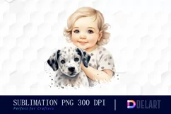 Watercolor vintage cute baby girl Clipart Image Product Image 1