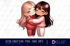 Watercolor Valentines Day Girl Clipart, Sublimation Art Product Image 1
