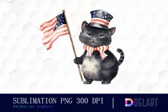 Watercolor American Black Cat PNG Clipart Product Image 1
