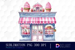 Watercolor Cupcake Store Clipart Product Image 1