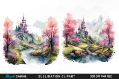 Watercolor Fairytale Landscapes PNG Set Clipart Product Image 1