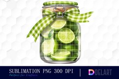 Watercolor Jar Lime Jam Checkered Clipart Product Image 1
