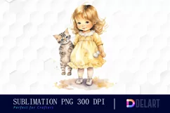 Watercolor Vintage Cute Baby Girl Exquisite Clipart Product Image 1