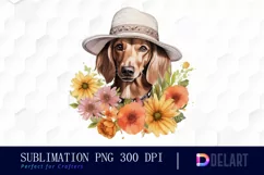 Watercolor Dachshund Flower Hat PNG Clipart Product Image 1