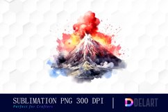 Watercolor Volcano Clipart Image Product Image 1