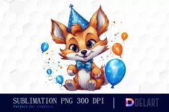 Watercolor Birthday Animal Friend Sublimation Art Product Image 1