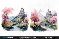 Watercolor Fairytale Landscapes PNG Set Clipart Product Image 1