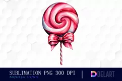 Watercolor Pink and Black Lollipop Bow PNG Clipart Product Image 1