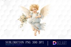 Watercolor Vintage Cupid Clipart, Illustration PNG Product Image 1