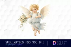 Watercolor Vintage Cupid Clipart, Illustration PNG Product Image 1