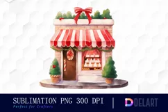 Watercolor Christmas Dessert Shop Clipart, Illustration PNG Product Image 1