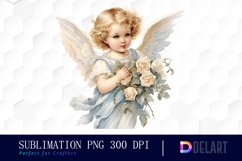 Watercolor Vintage Cupid Clipart, Illustration PNG Product Image 1