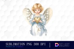 Watercolor Vintage Cupid Clipart, Illustration PNG Product Image 1