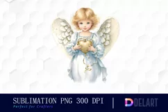 Watercolor Vintage Cupid Clipart, Illustration PNG Product Image 1