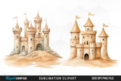 Watercolor Sandcastle Sublimation Art Clipart Product Image 1