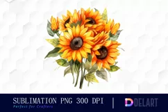 Watercolor Sunflower Floral Bouquet Clipart Design Product Image 1