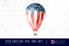 Watercolor American Hot Air Bal loon Clipart Design Product Image 1