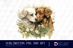 Watercolor Animal Couple Clipart, PNG Product Image 1