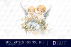 Watercolor Vintage Cupid Clipart, Illustration PNG Product Image 1