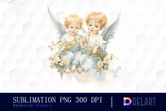 Watercolor Vintage Cupid Clipart, Illustration PNG Product Image 1