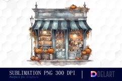 Watercolor Creepy Halloween Store Window Sublimation PNG Product Image 1