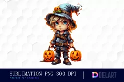 Watercolor Halloween Boy Sublimation PNG Clipart Product Image 1