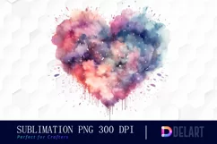 Watercolor Heart Fireworks Clipart, Sublimation Art Product Image 1