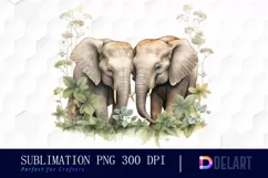 Watercolor Animal Couple Clipart, PNG Product Image 1