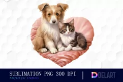 Watercolor Cat and Dog Couple Clipart, Artwork Product Image 1