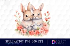 Watercolor Valentine Rabbit Clipart, Sublimation Art Product Image 1