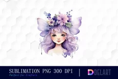 Watercolor Pastel Purple Child Fairy Sublimation Graphics Product Image 1