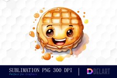 Watercolor Waffle Cartoon Face Clipart Fun Product Image 1