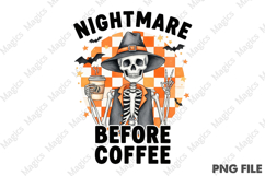 Skeleton Retro Halloween Coffee Fall PNG Product Image 1