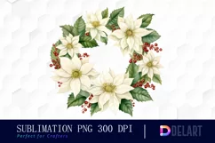 Watercolor White Poinsettia Christmas Clipart Fun Product Image 1