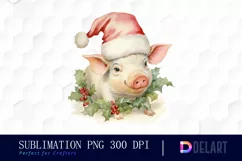 Watercolor Pastel Christmas Animal Clipart, Sublimation Art Product Image 1