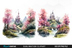 Watercolor Fairytale Landscapes PNG Set Clipart Product Image 1