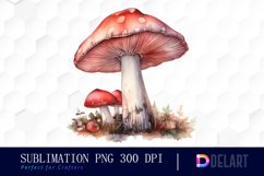 Watercolor Red Mushroom Clipart, Sublimation Art Product Image 1